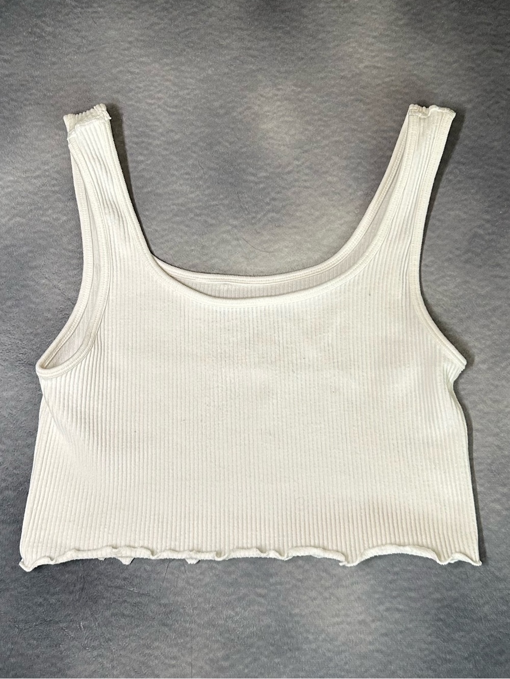Aeropostale White Ribbed Scoop Crop Seriously Soft Seamless Tank- M